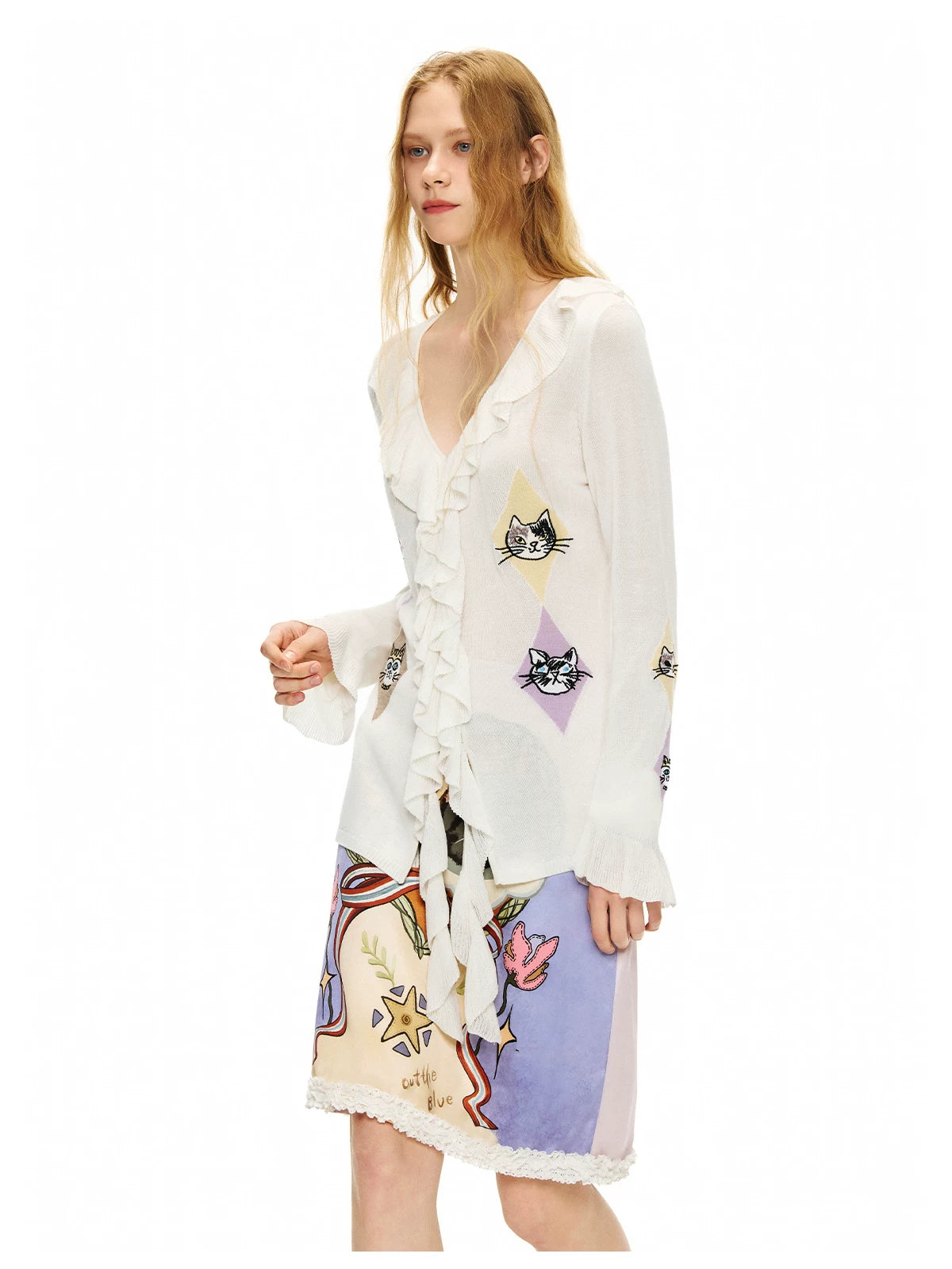 Ruffled Kitty Argyle Romance Blouse