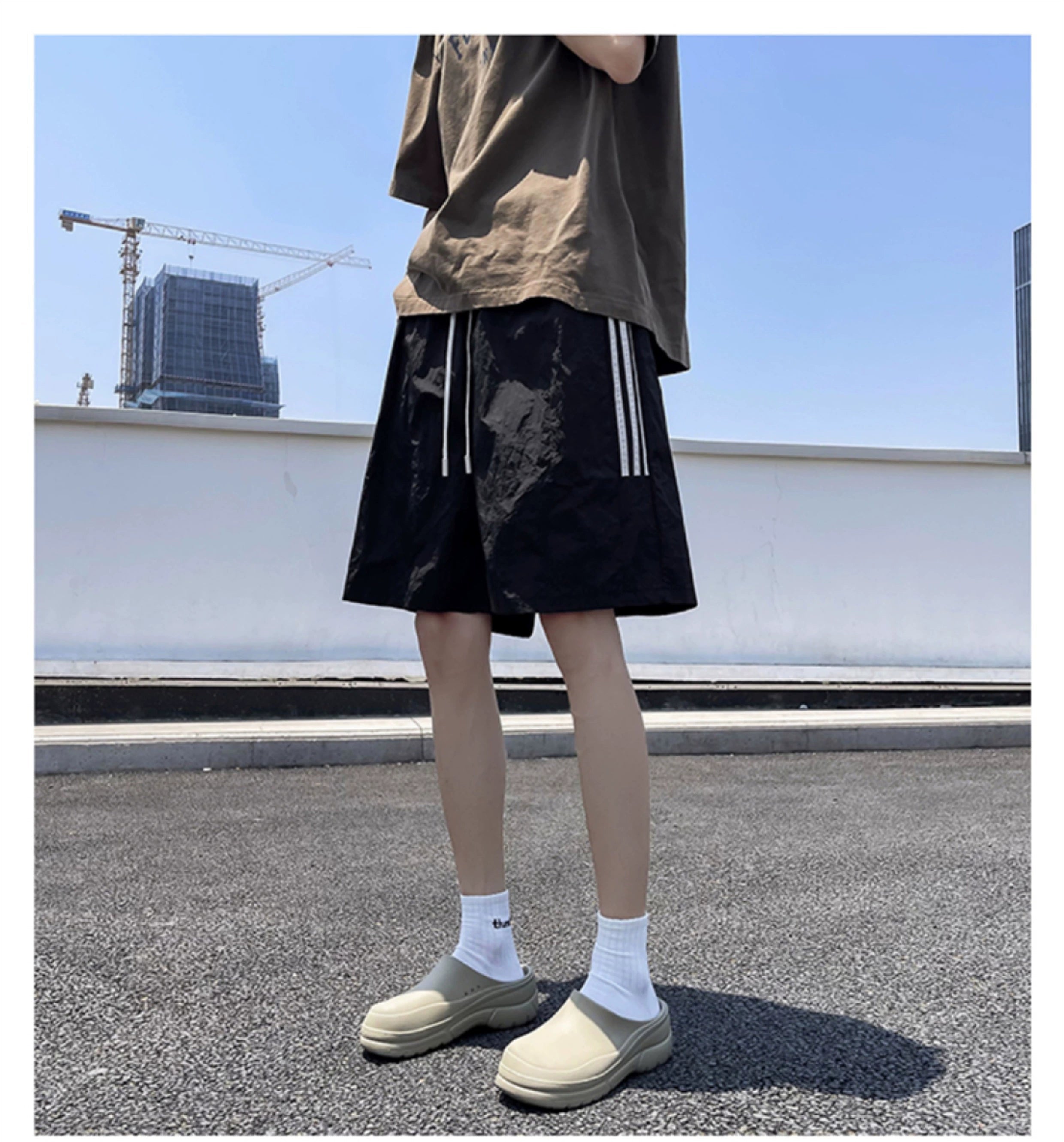 Shiny Stripe Bermuda Shorts
