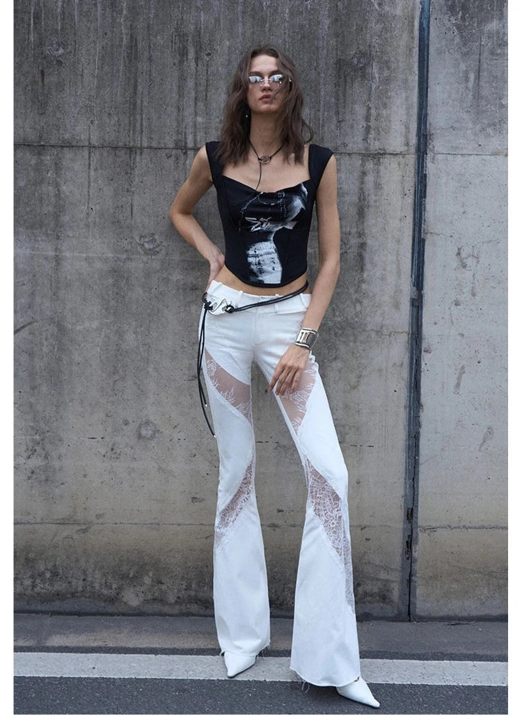 De Akiva Graphic Print Corset Top