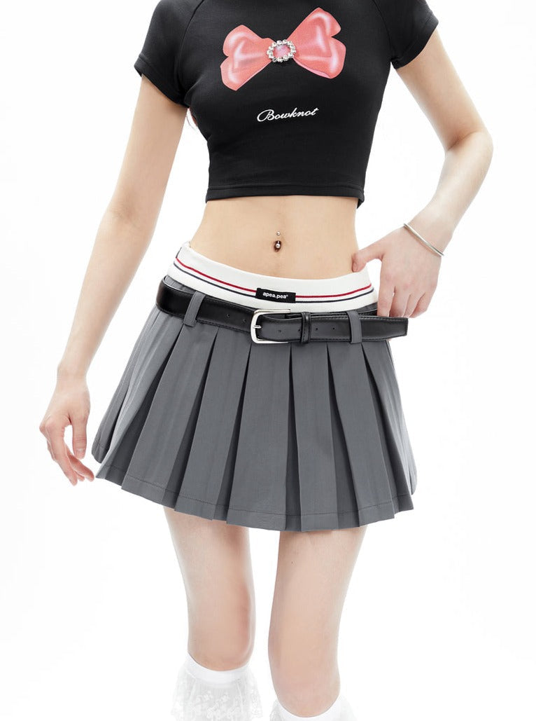 Falda de tenis plisada con cintura a rayas