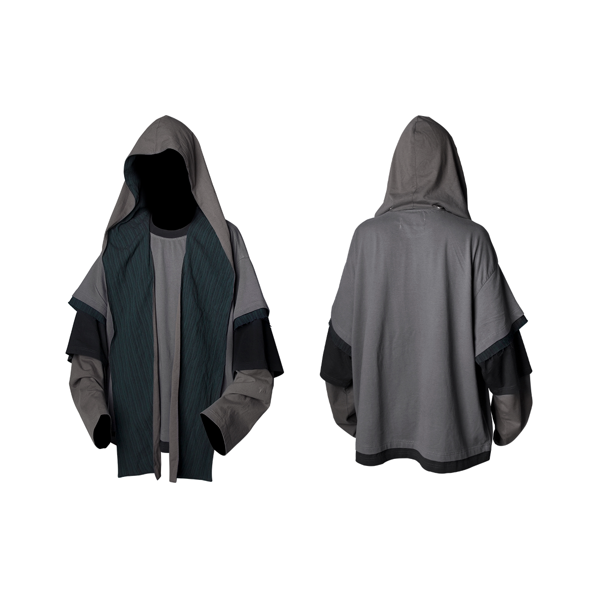 Layered Hooded Color Block Sweatshirt