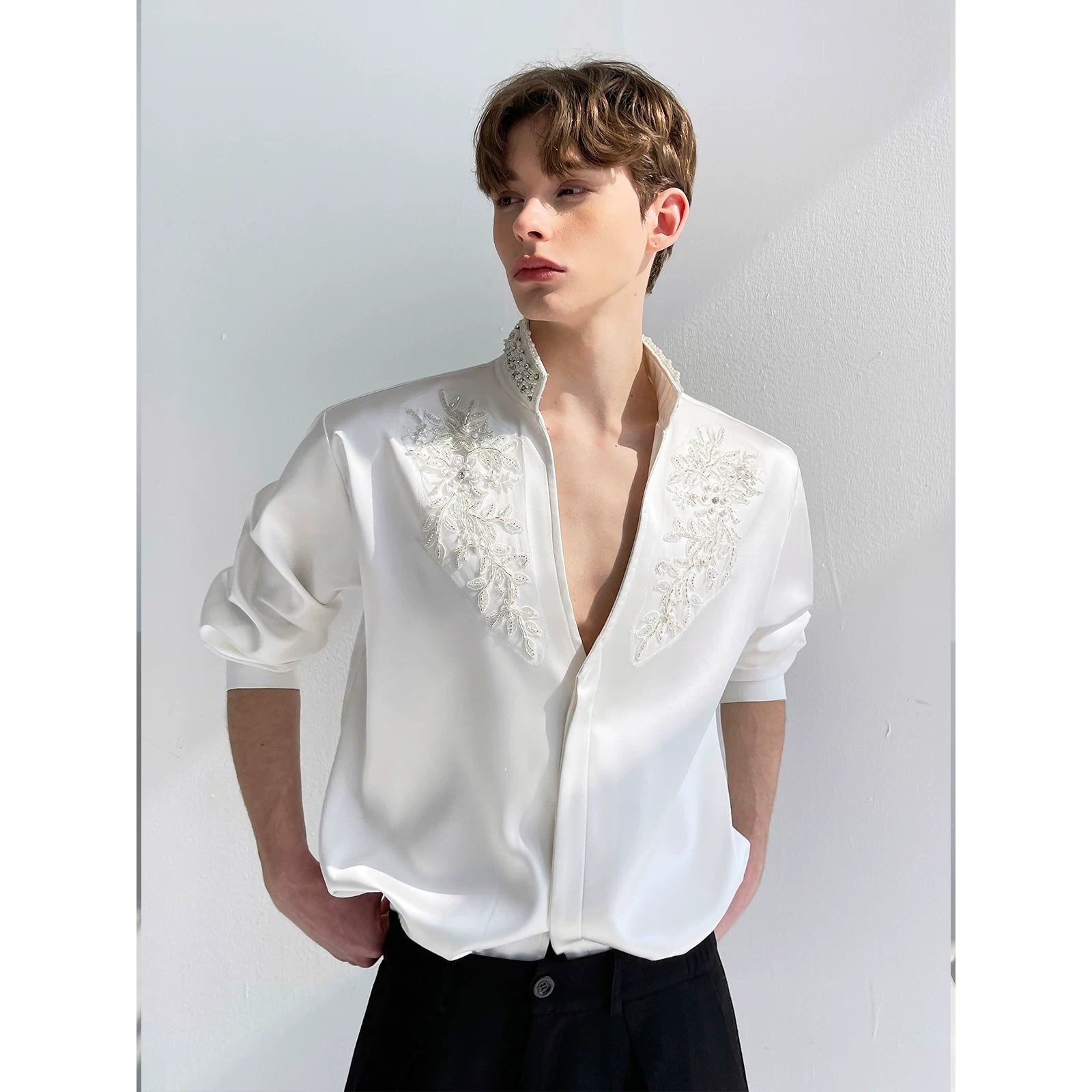 Bloom Embroidered Satin Shirt