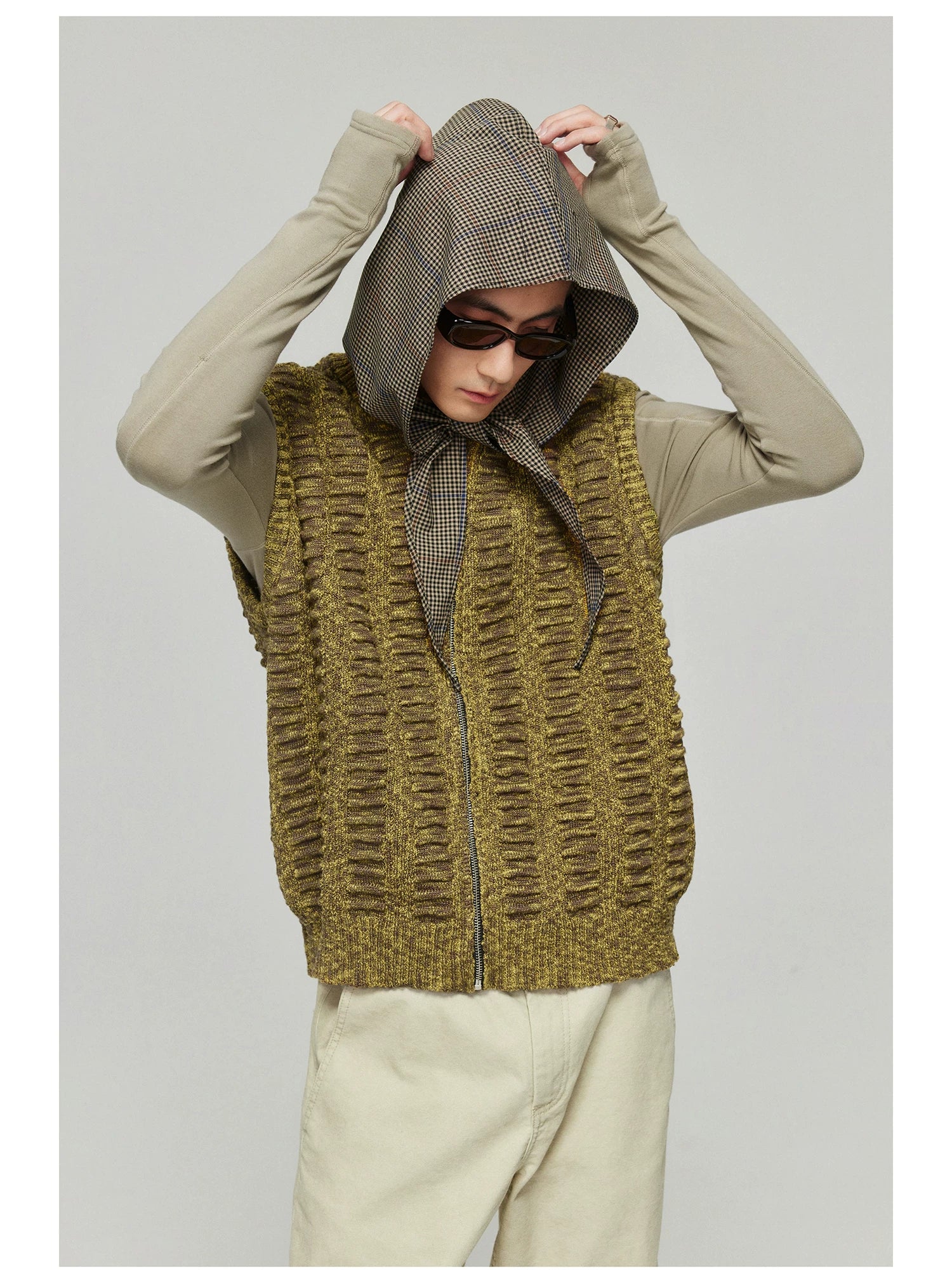 Plaid Whisper Tie-Hood Scarf