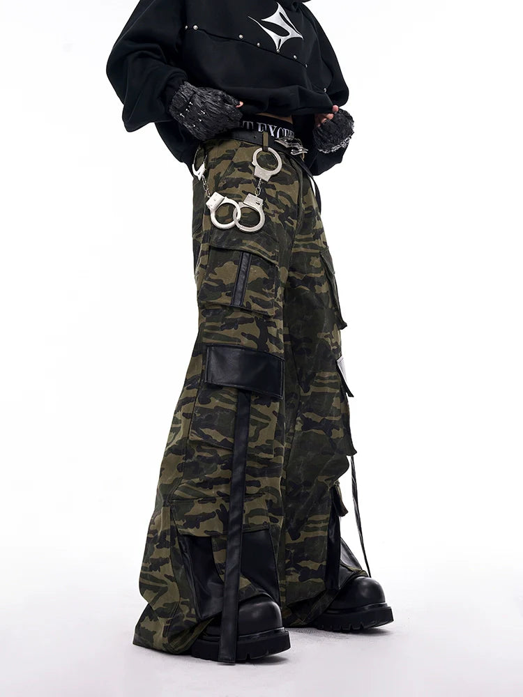 Camo Patchwork Jacket and Wide-Leg Cargo Setup