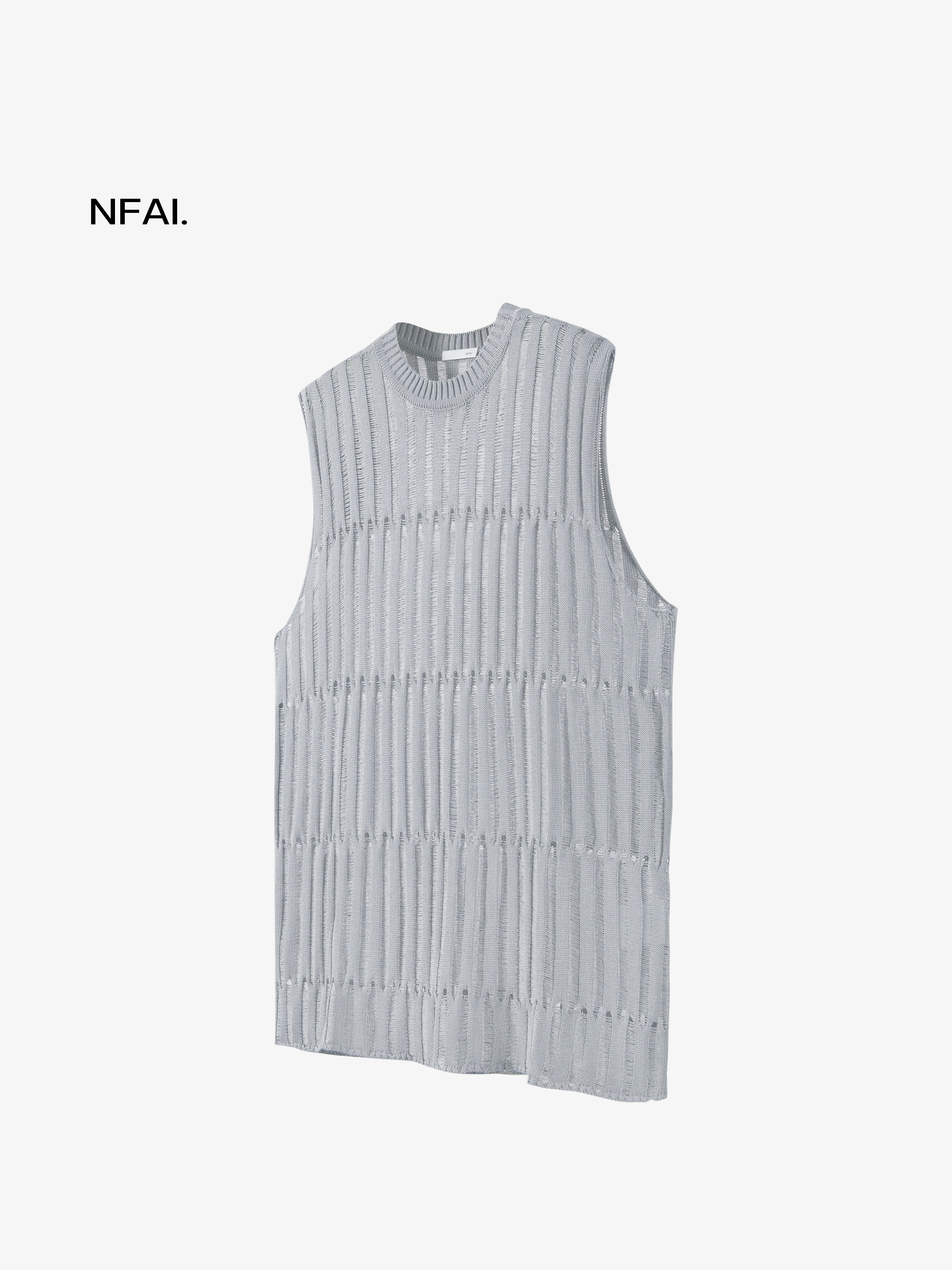 Tree-Pattern Open-Knit Vest