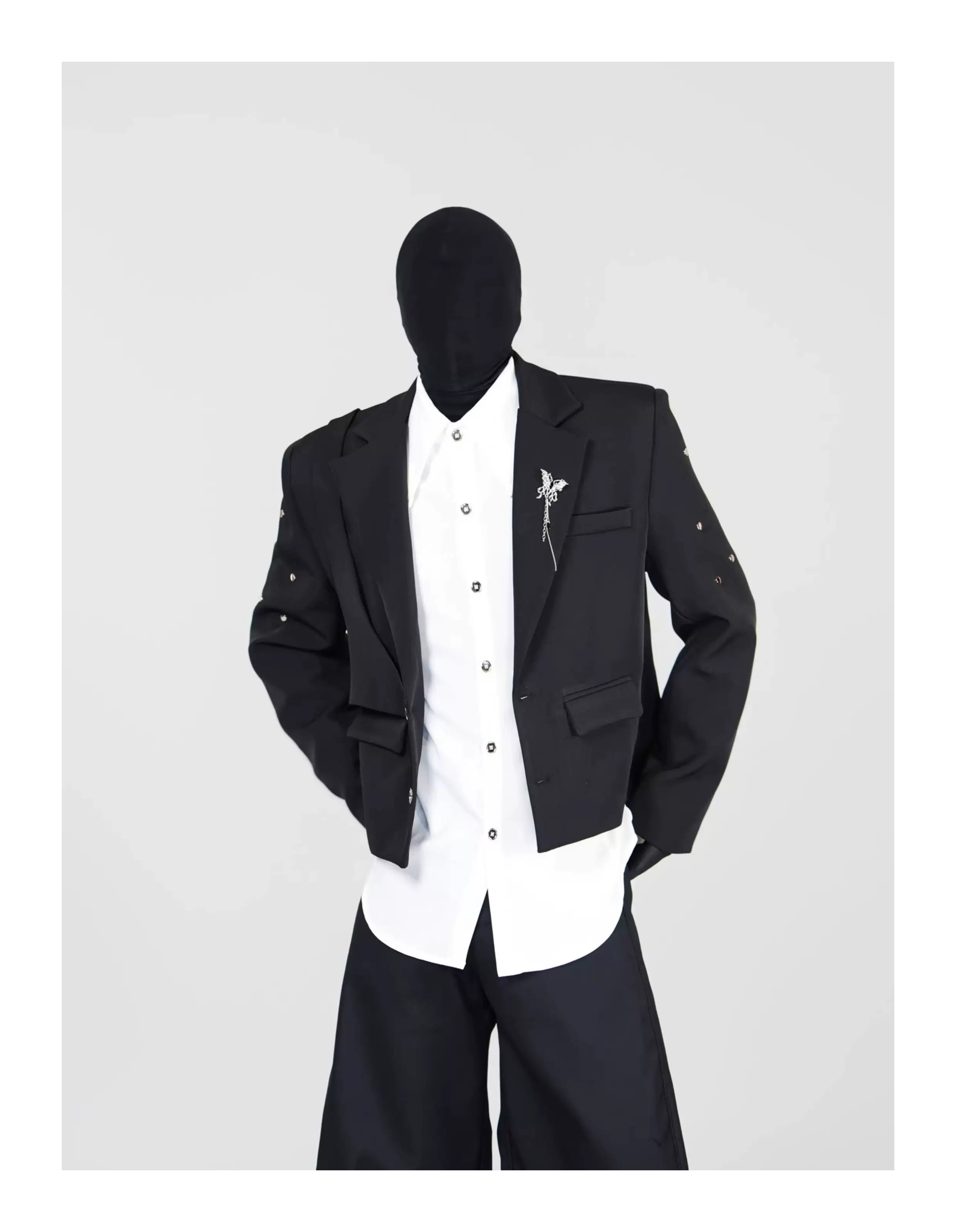 Midnight Relic Layered Cropped Blazer