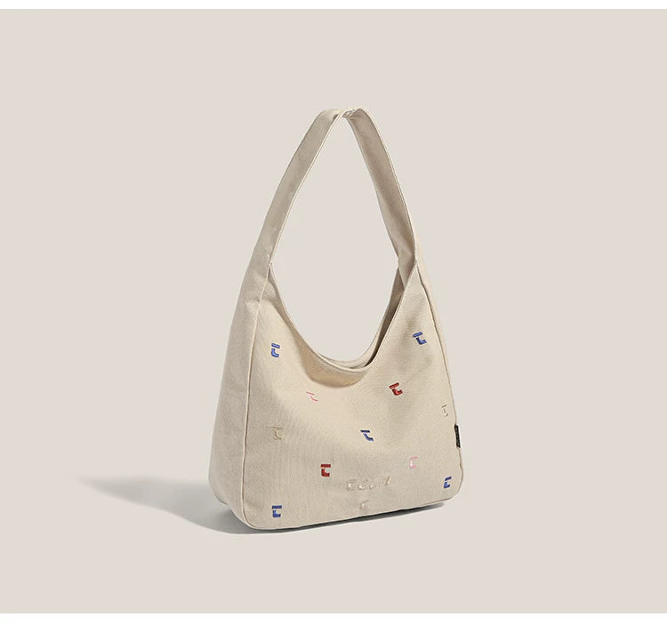 Confetti Stitch Canvas Hobo Bag