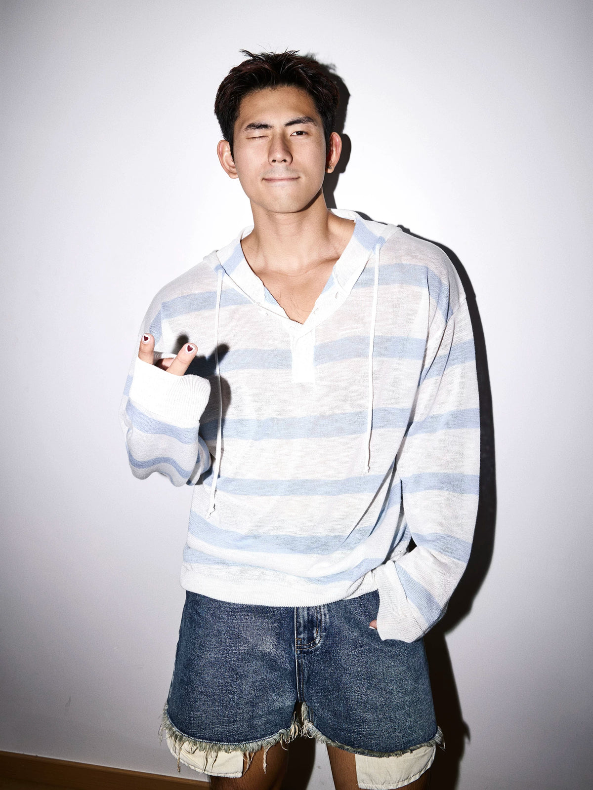 Coastal Stripe Lightweight Knit Hoodie
