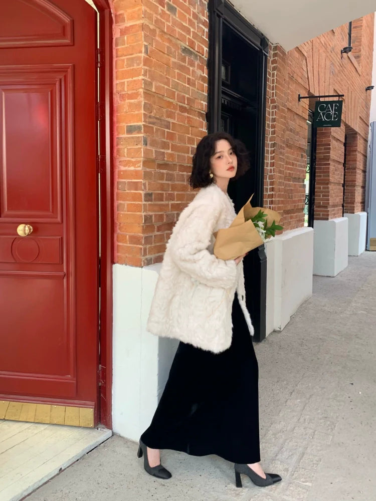 Milky White Faux Fur Coat