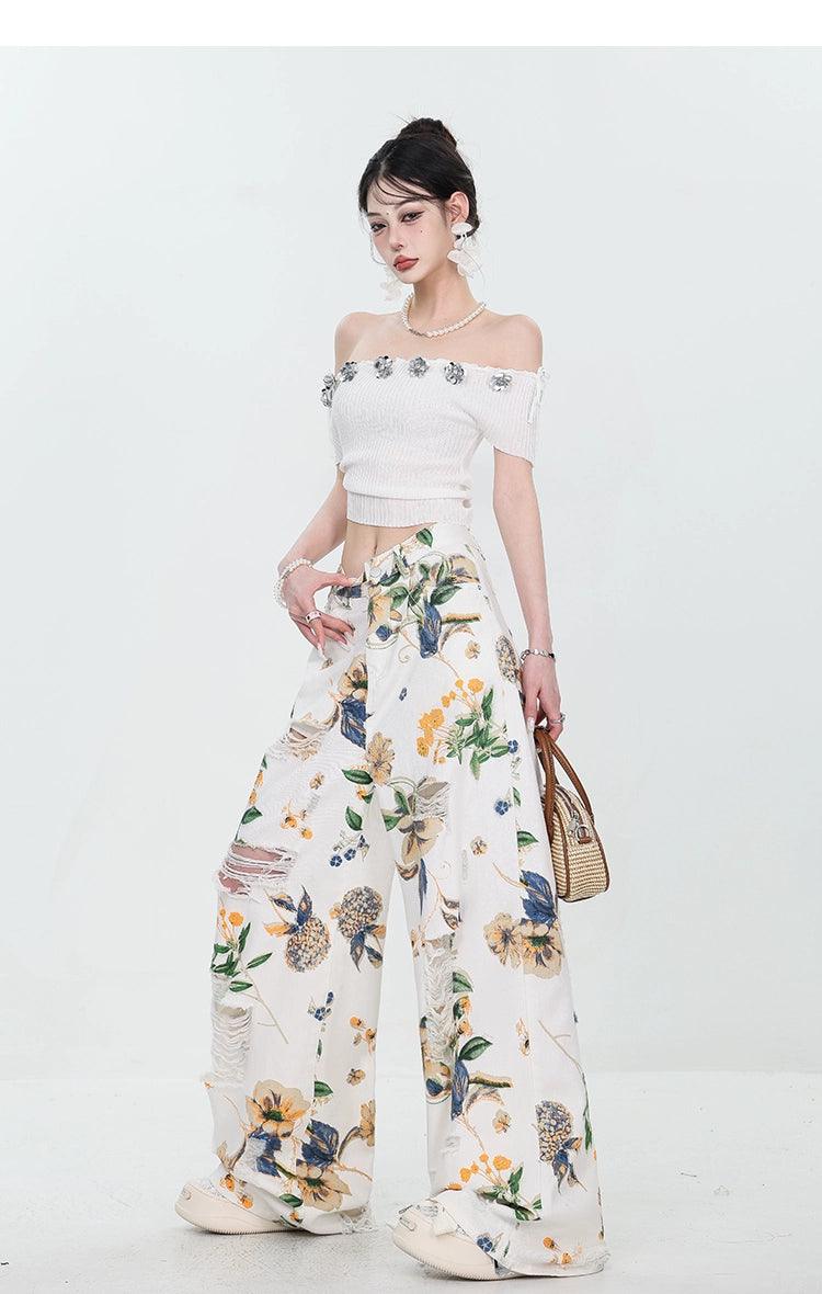 Breezy Bloom Delessed Wide Bein Jeans