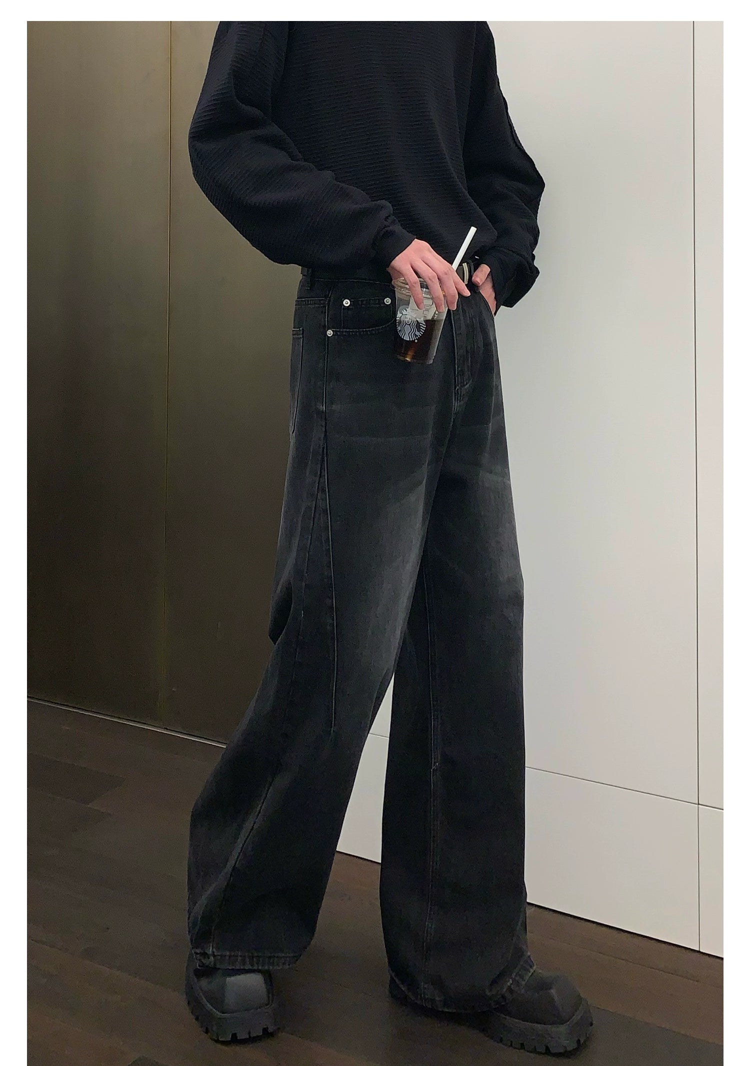 Wide-Leg Dark Wash Jeans