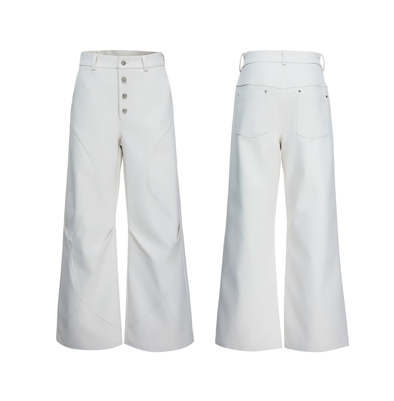 Ivory Spire Paneled Flare Trousers
