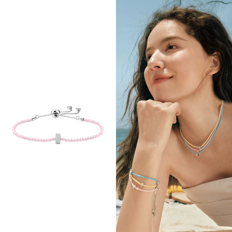 Pastel Galaxy Beaded Bracelet - Cherry Blossom Pink