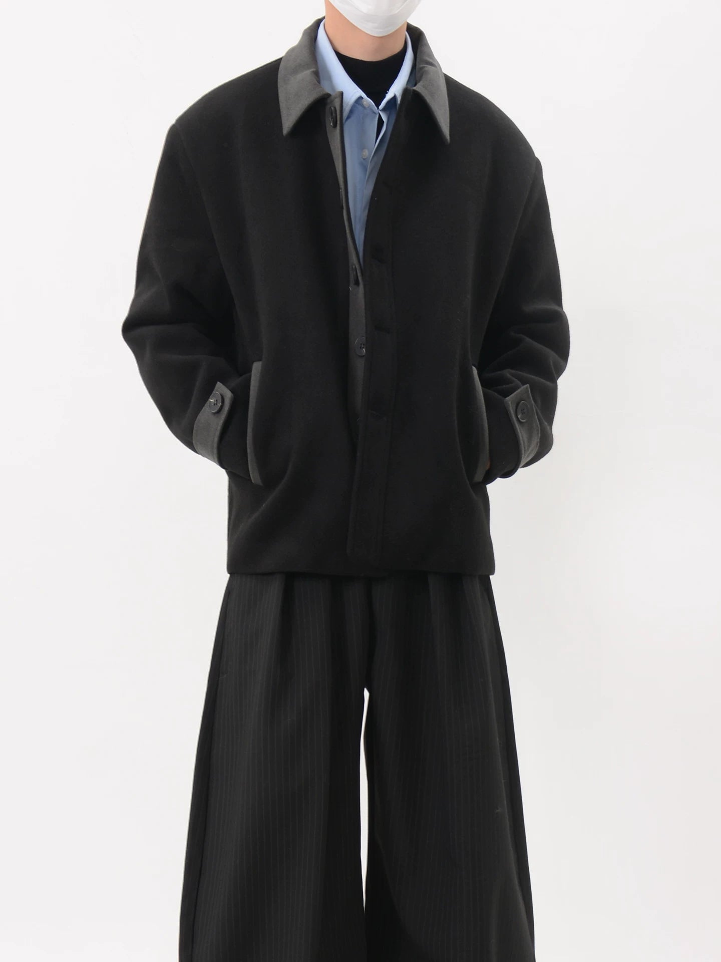 Contrast Collar Wool Blend Jacket