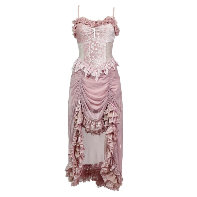 Fairycore Pink Lace Corset Dress