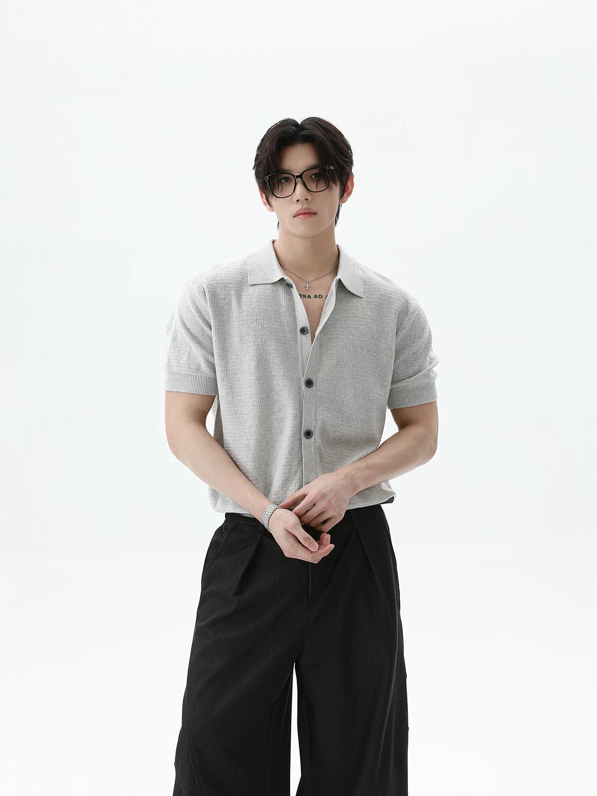 Retro Button Short-Sleeve Knit Cardigan