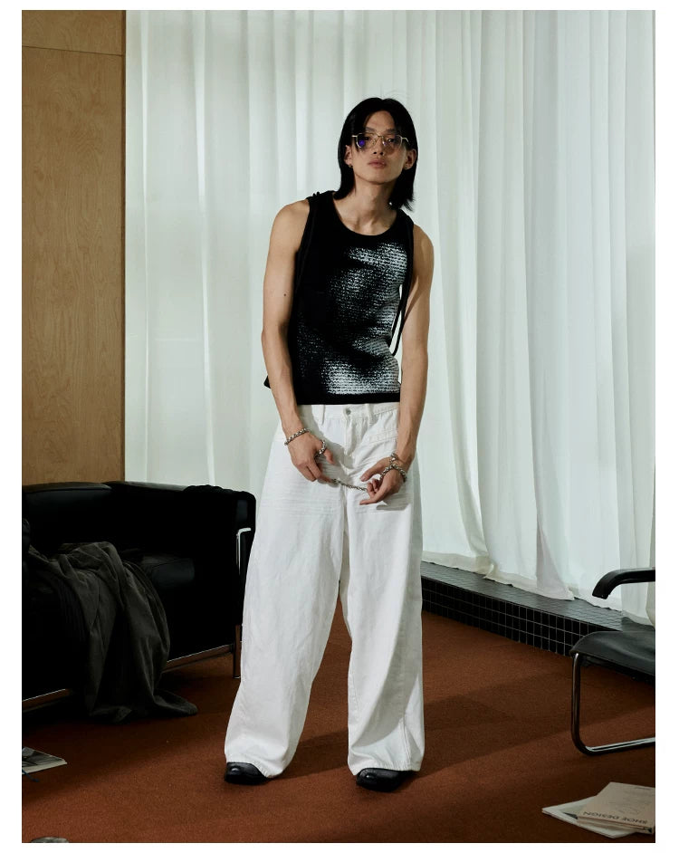 Crisp White Wide-Leg Balloon Trousers