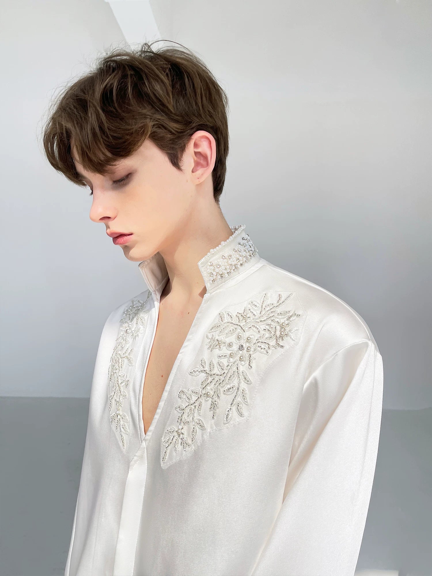 Bloom Embroidered Satin Shirt