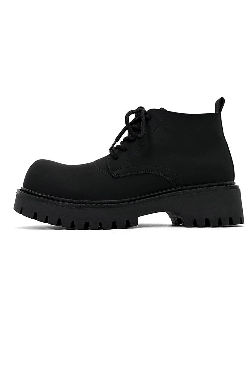 Chunky Black Platform Derby Shoes with Lug Soles