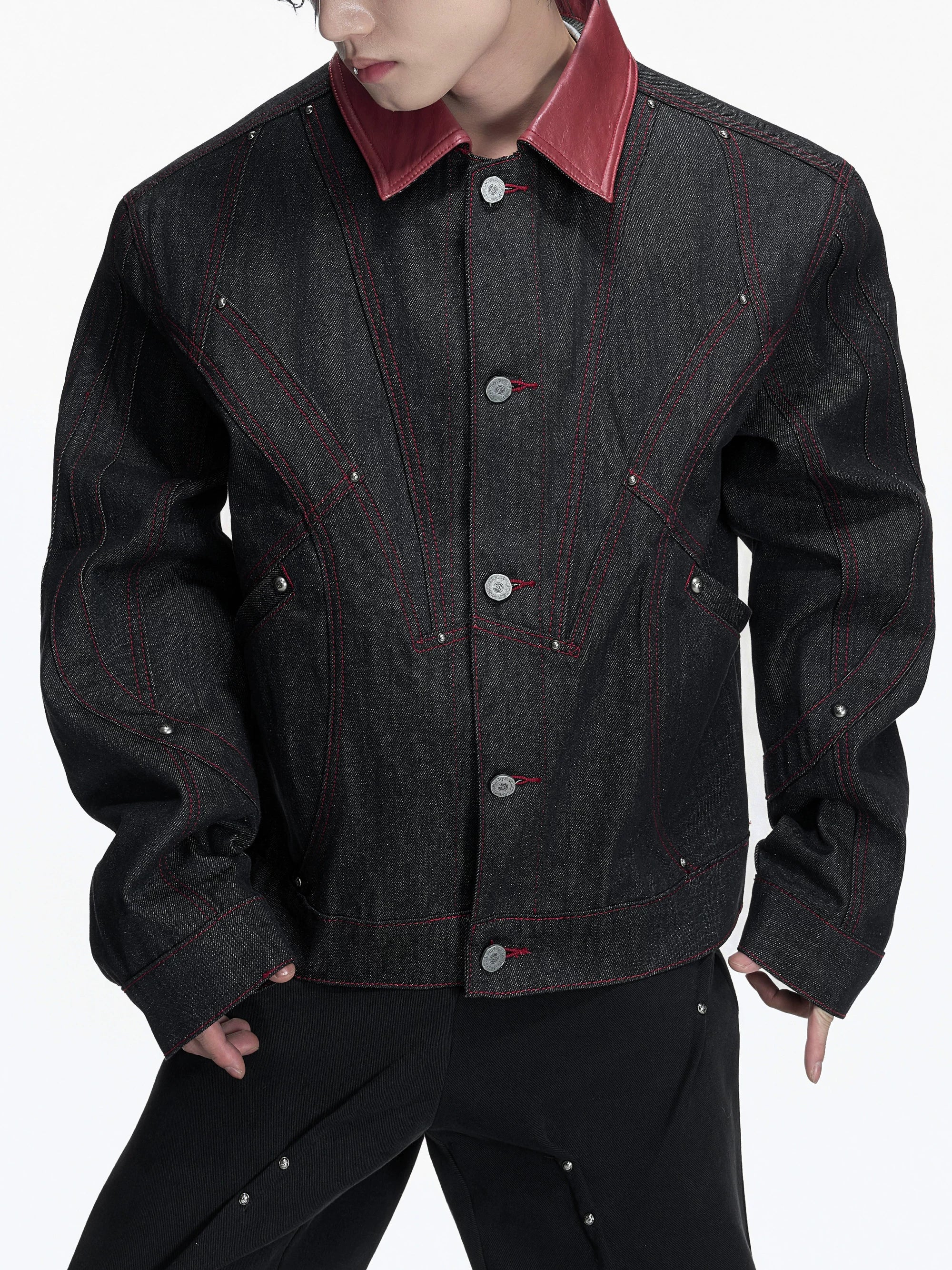 Crimson Yoke Cavalry Denim Jacket