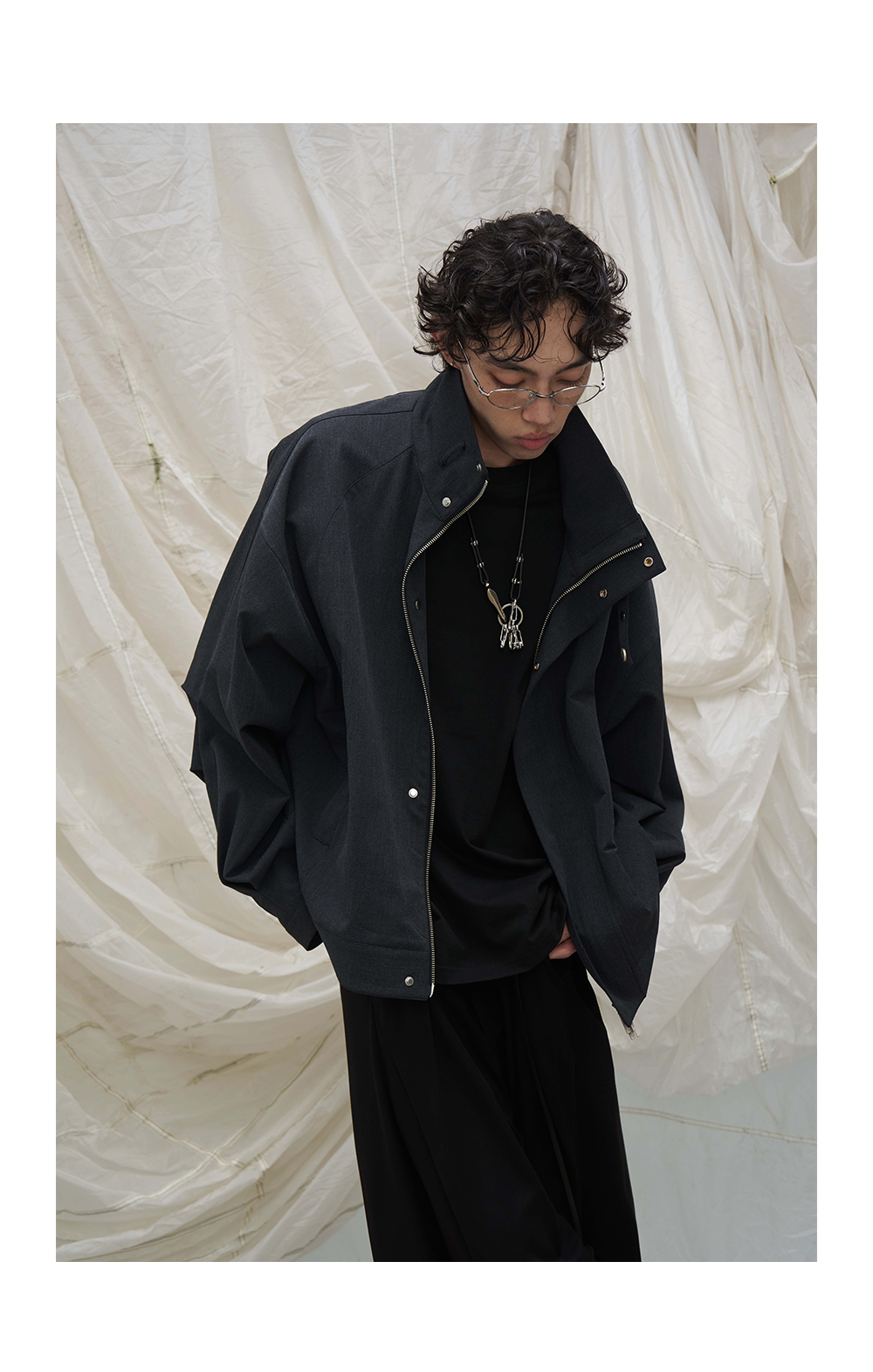 High Collar Oversized Bomber Jacket