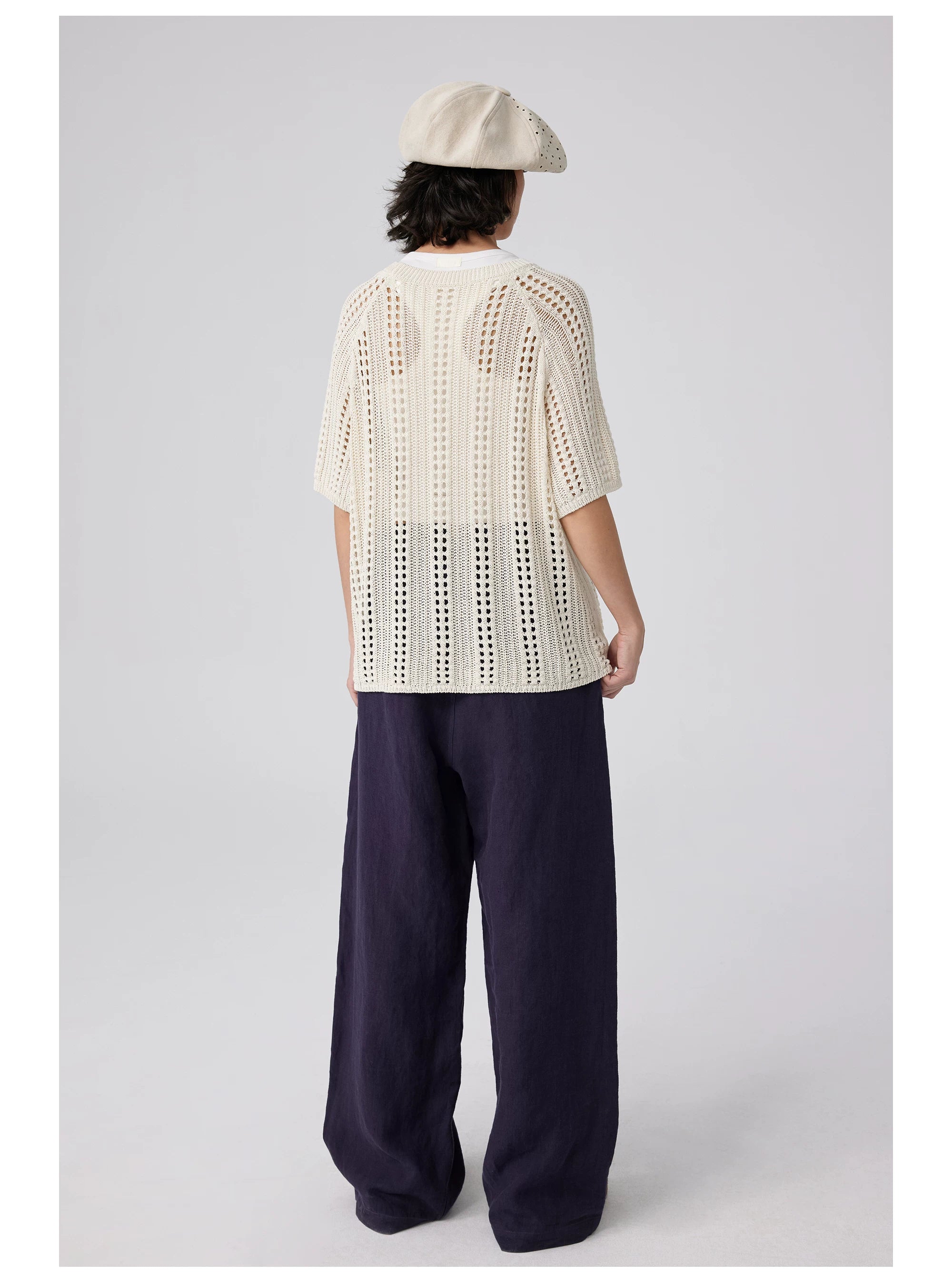 Open-Knit Short-Sleeve T-Shirt