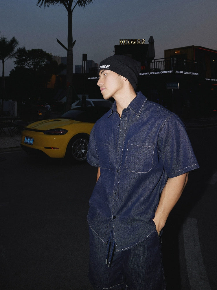 Denim Short Sleeve Utility Shirt and short Setup
