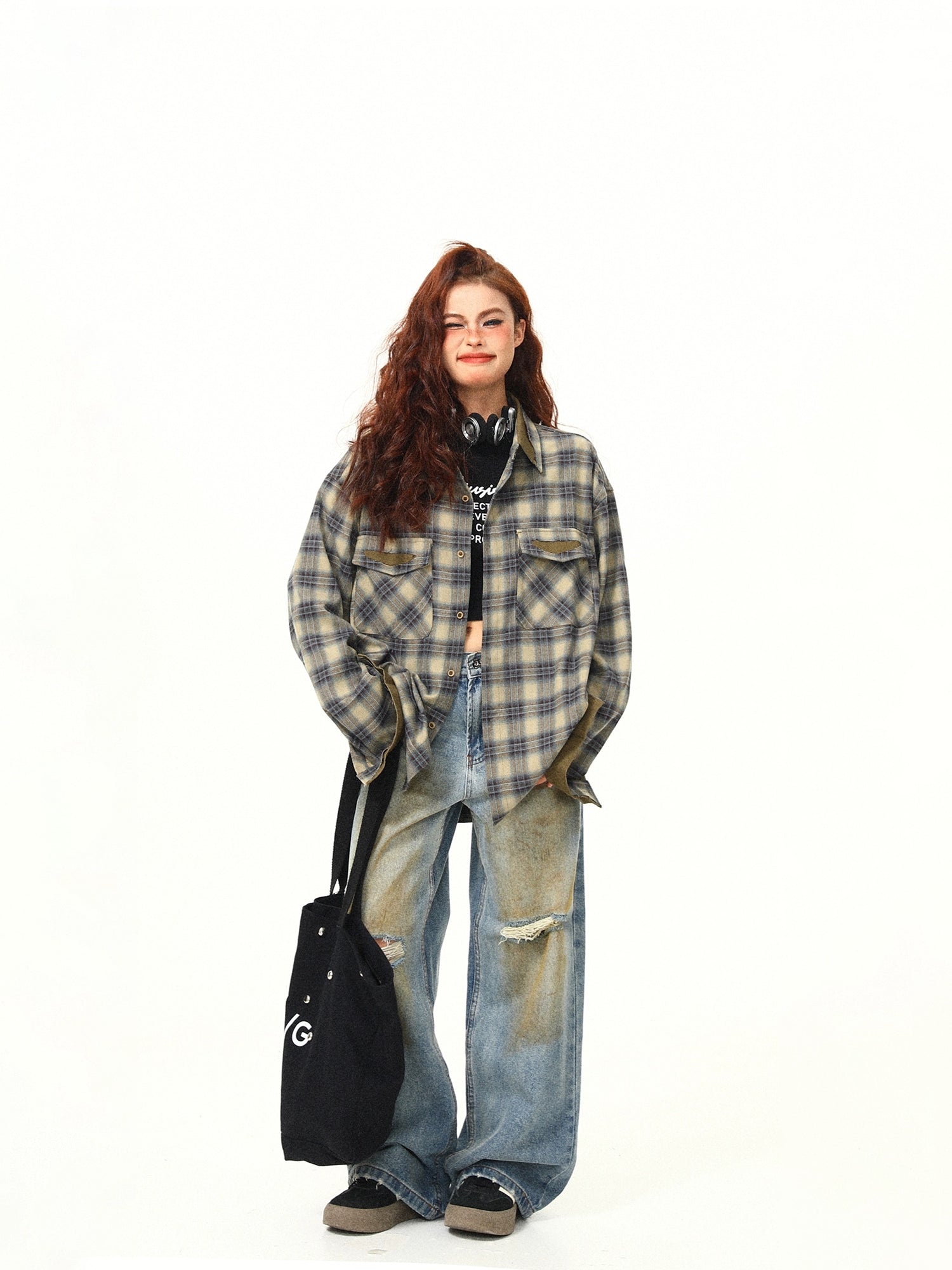 Oversized Plaid Flannel Street Shirt