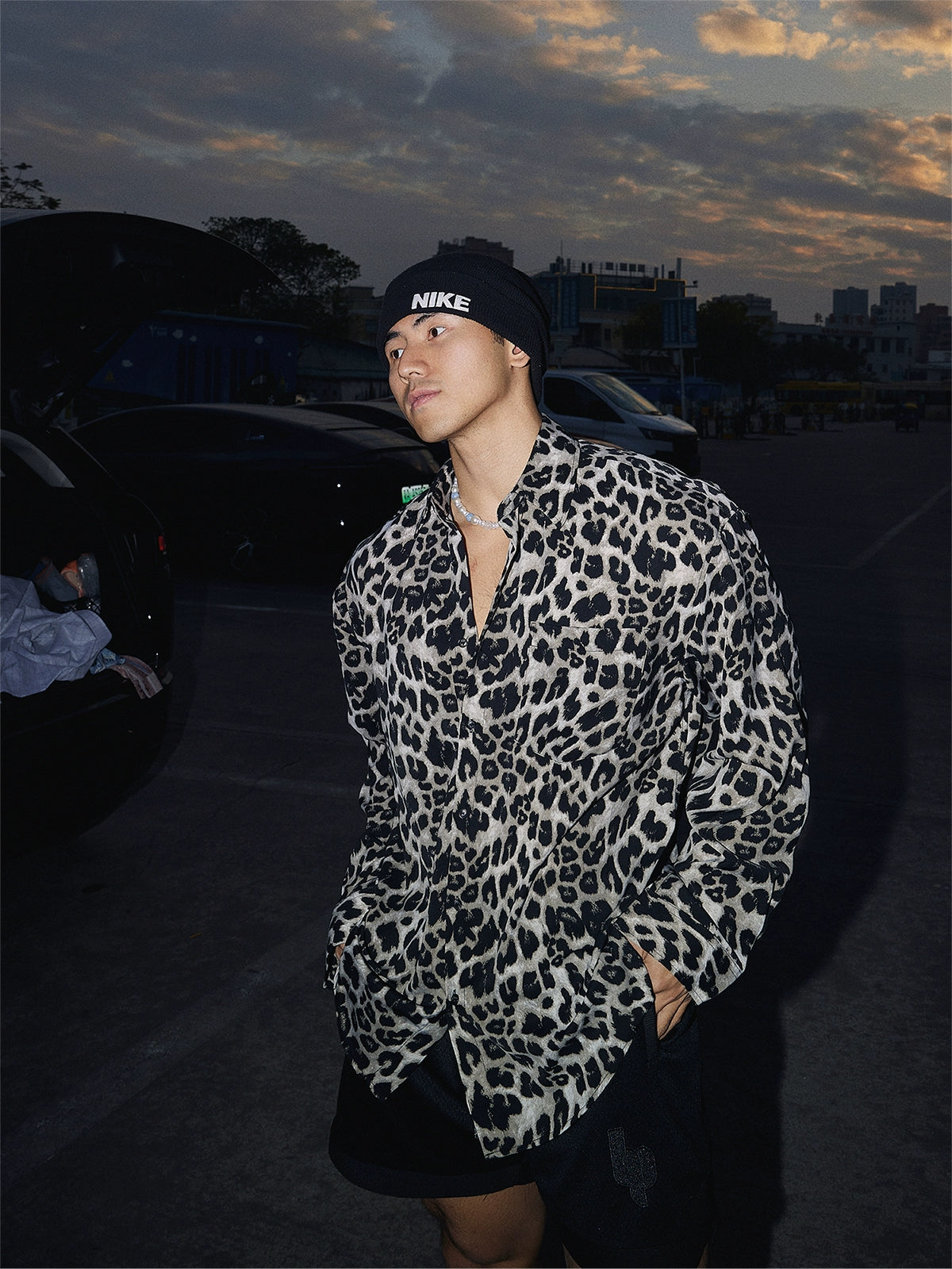 Oversized Leopard Print Button Shirt