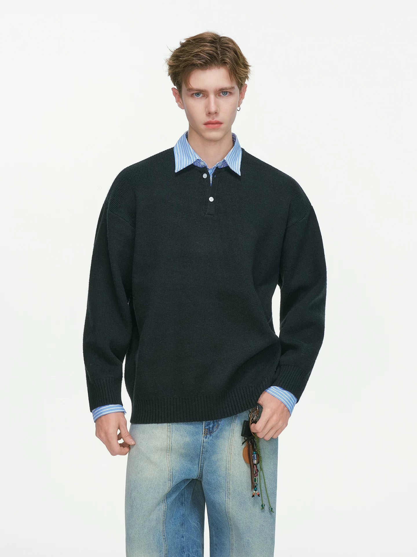 Oxford Layer Knit Polo Sweater