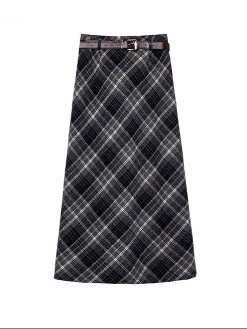 Jupe à carreaux à taille haute