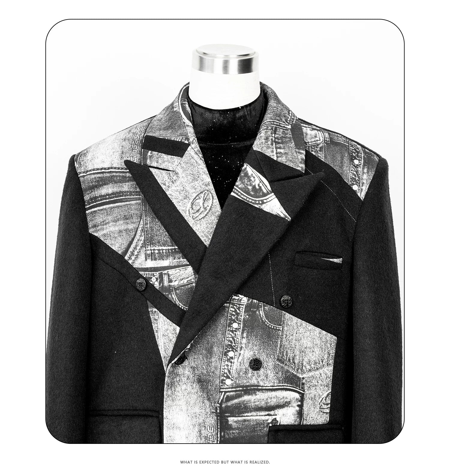 Monochrome Relic Spliced Denim Panel Overcoat