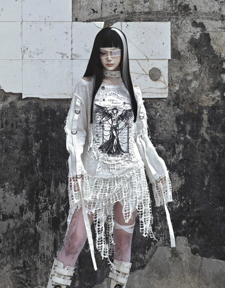 Gothic Angel Distressed Lace Sweater