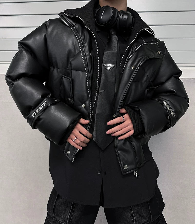 Nightcore Aegis Padded Leather Puffer Jacket