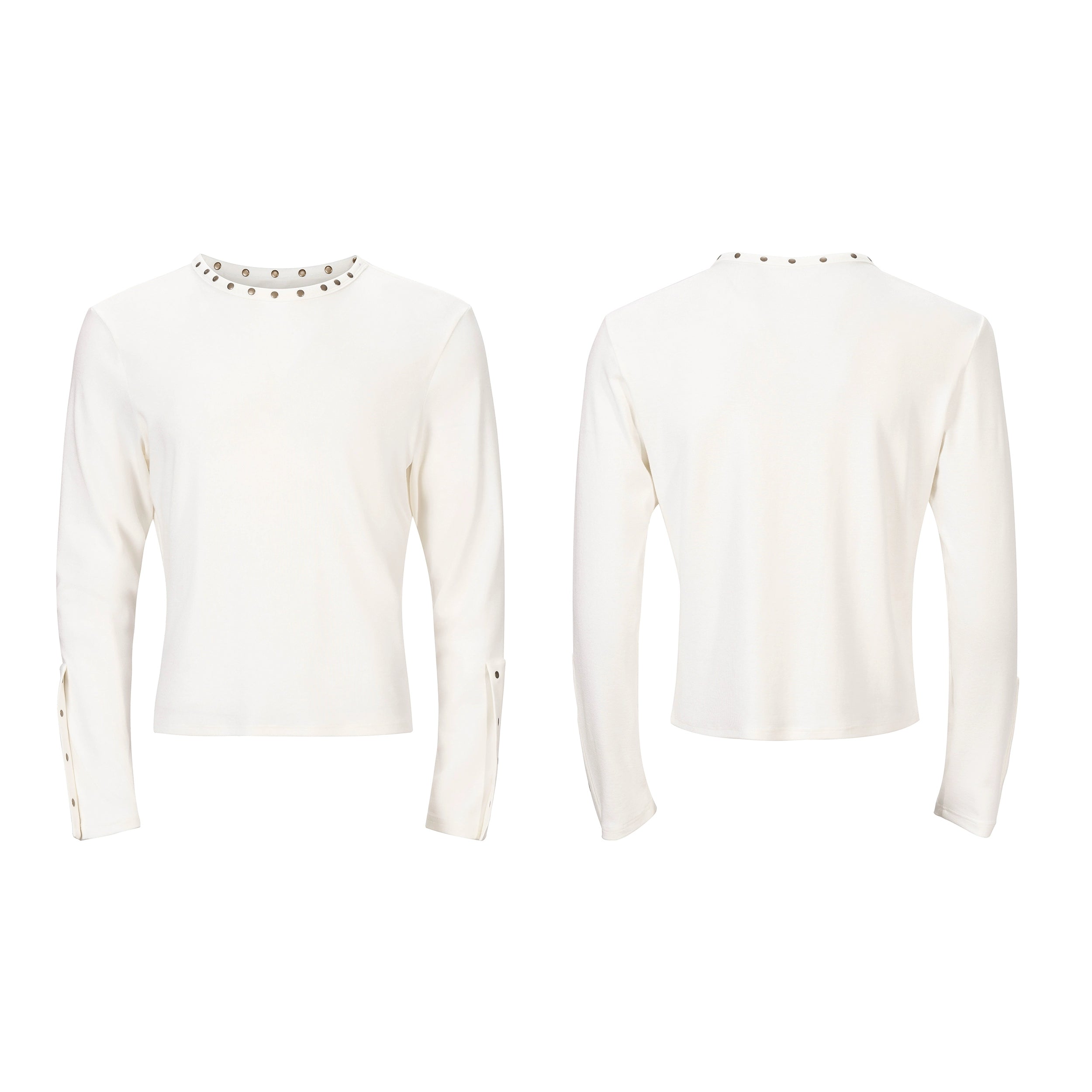 Long Sleeve Top with Studded Neckline and Cuffs