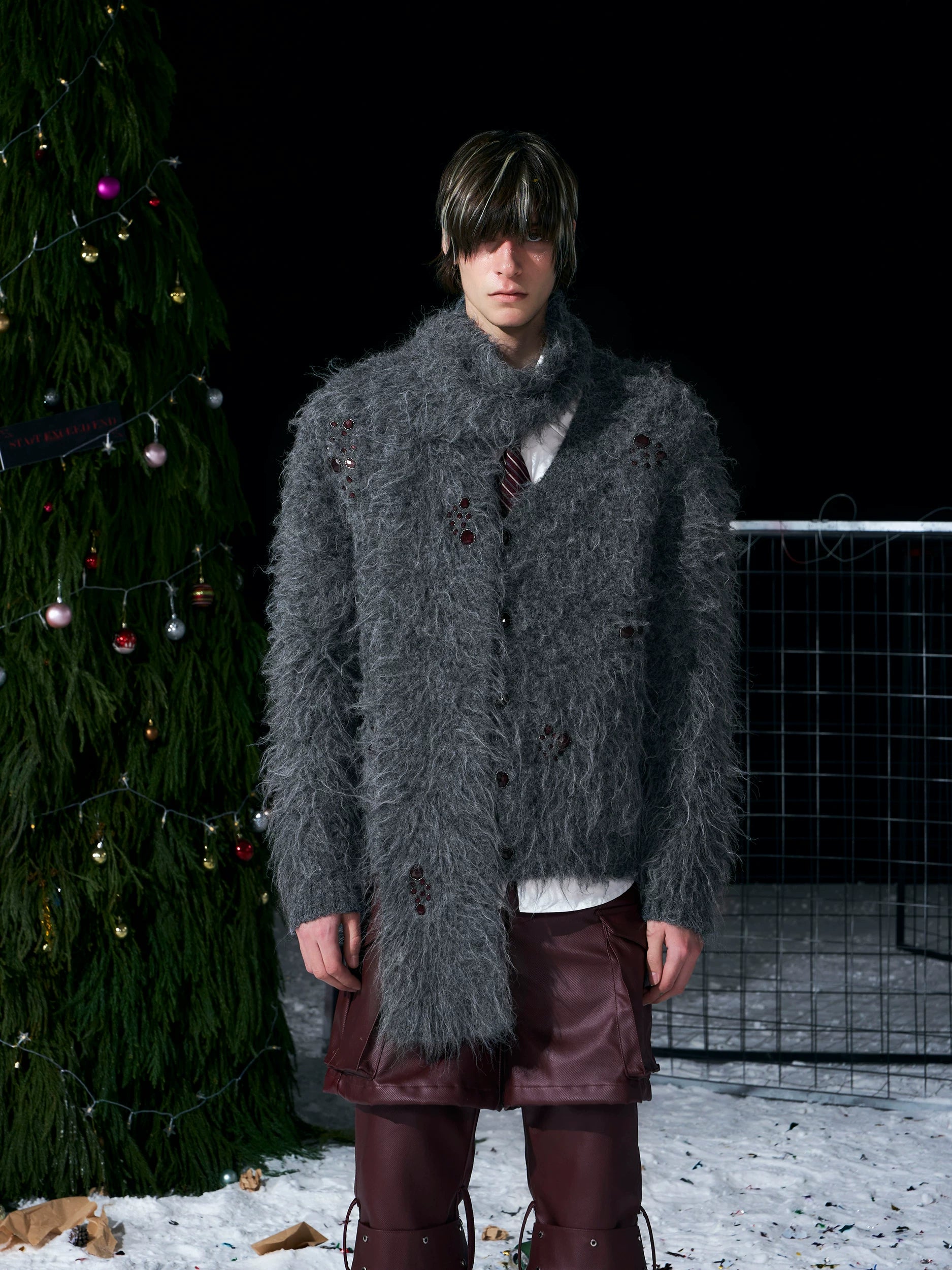 Blizzard Faux‑Fur Holiday Cardigan