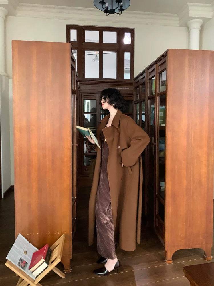 Sheep Wool Long Trench Coat