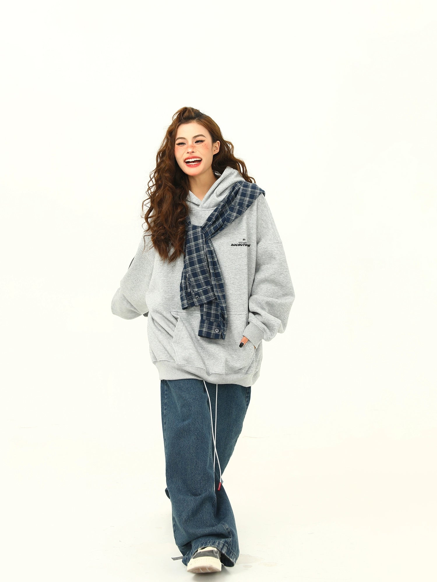 Plaid Accent Cozy Hoodie