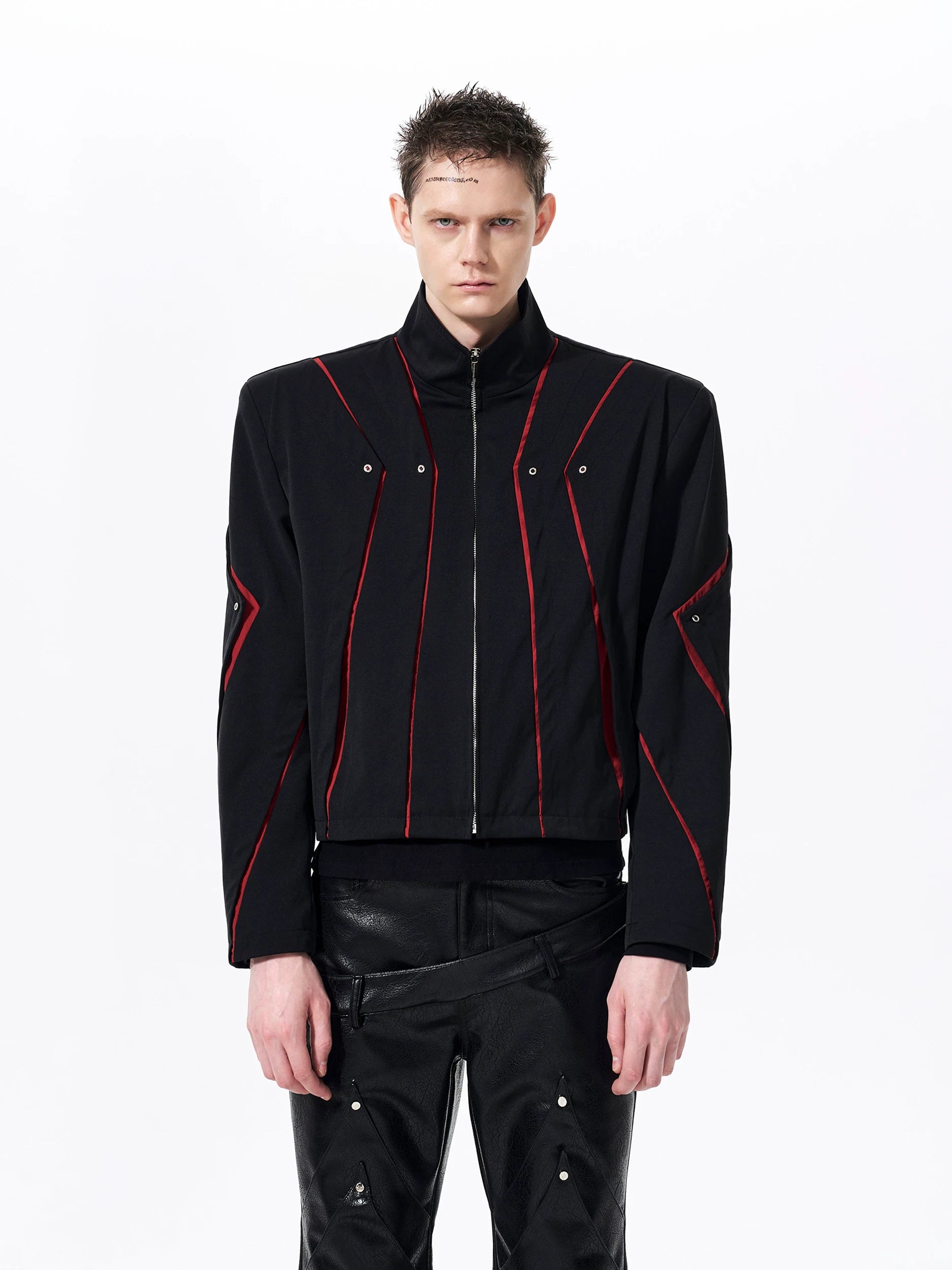 Scarlet Circuit Panel Bomber Jacket