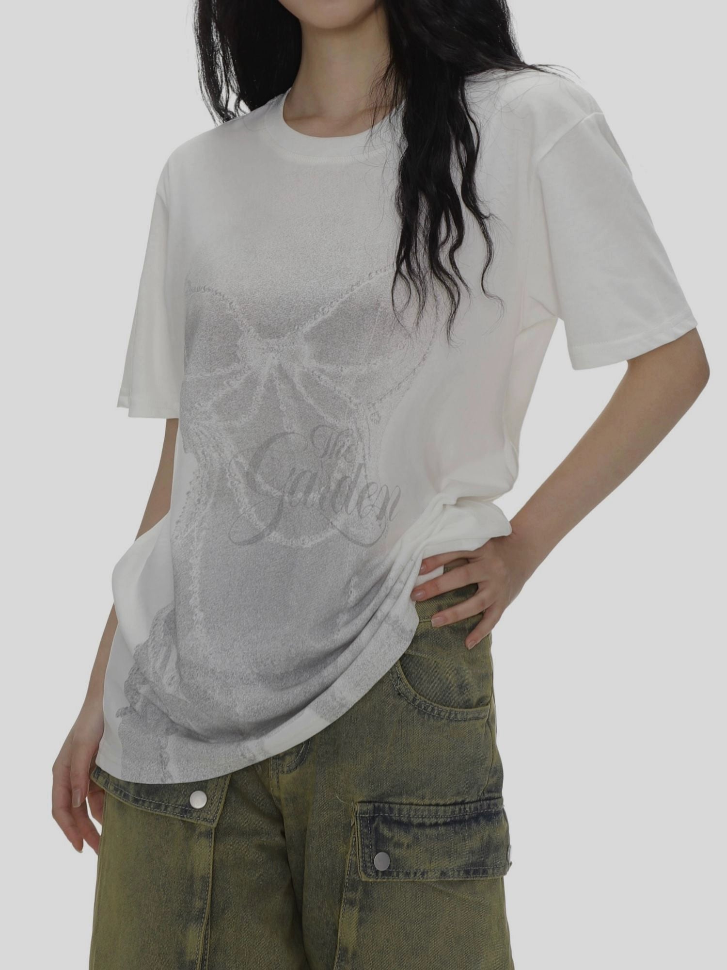 T-Shirt der runden Nacken Ellbogenlänge