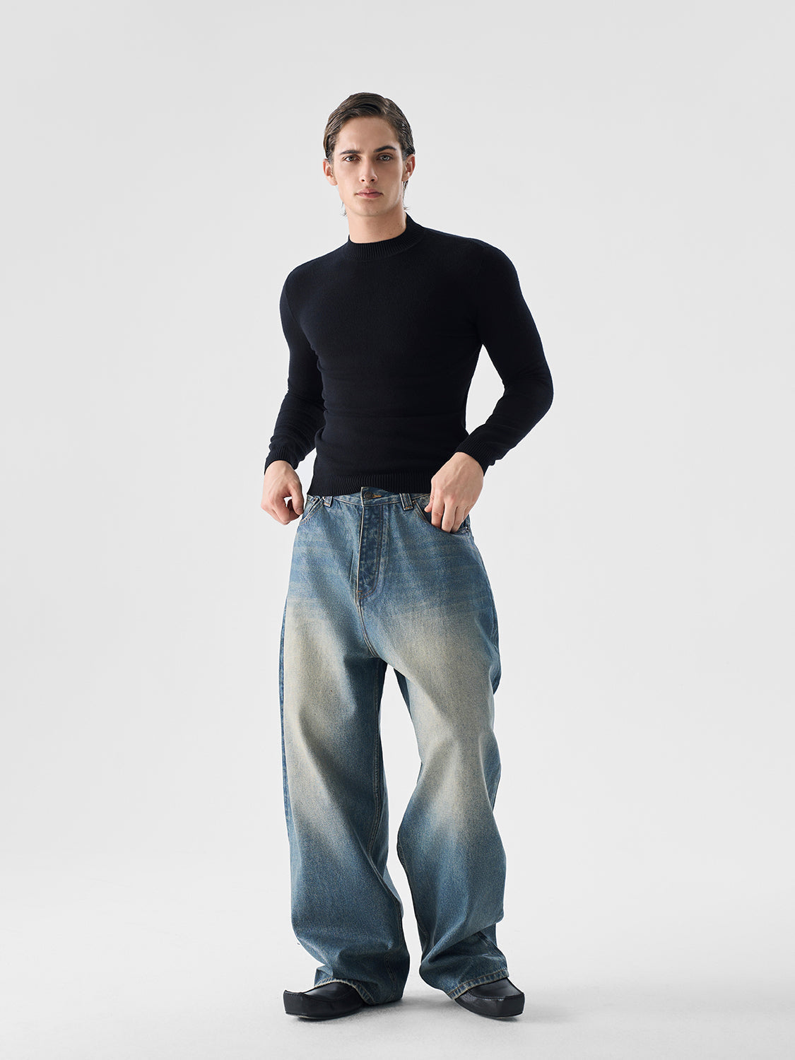 Half High-Neck Slim Fit Knit Sweater