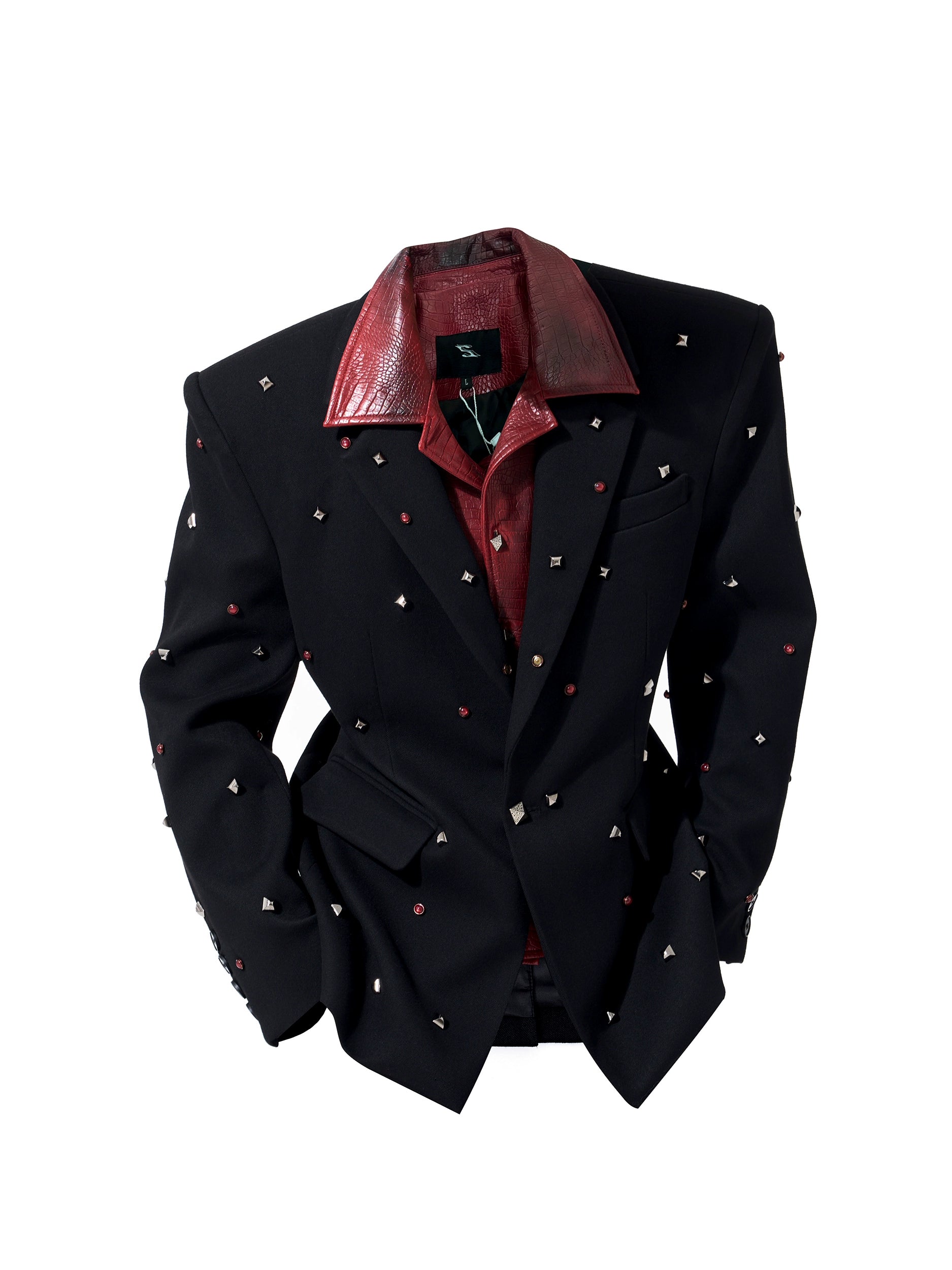 Crimson Relic Studded Blazer and Pants Setup