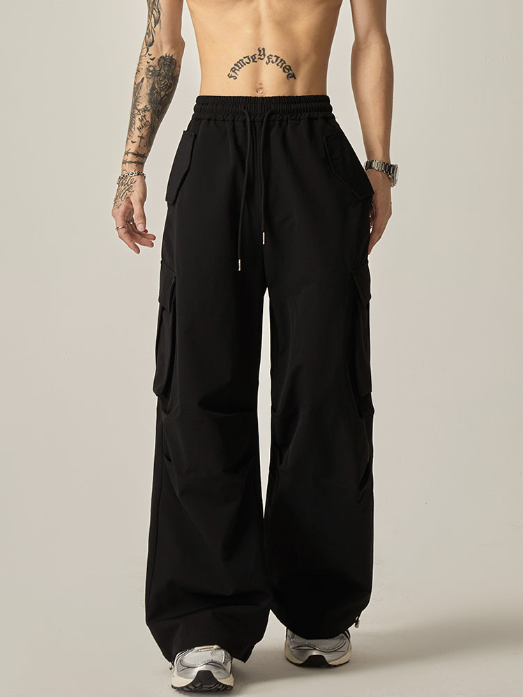 Gray Cargo Wide Leg Pants