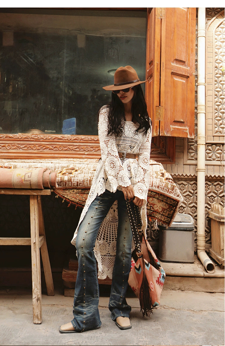 Boho Crochet Lace High-Low Tunic