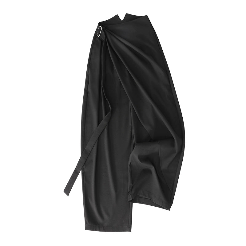 Draped Wrap Wide-Leg Pants