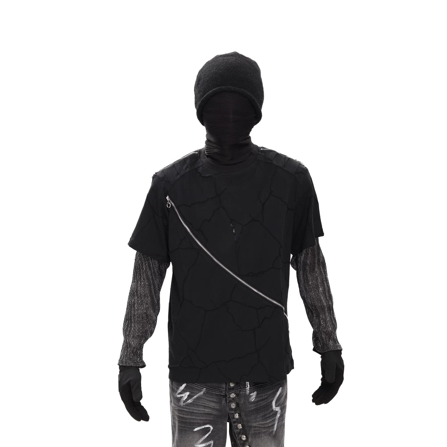 Faultline Diagonal Zip Layered Tee