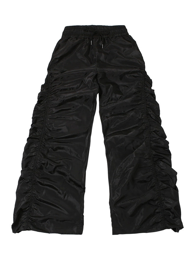 High-Waist Pleated Wide-Leg Pants - chiclara