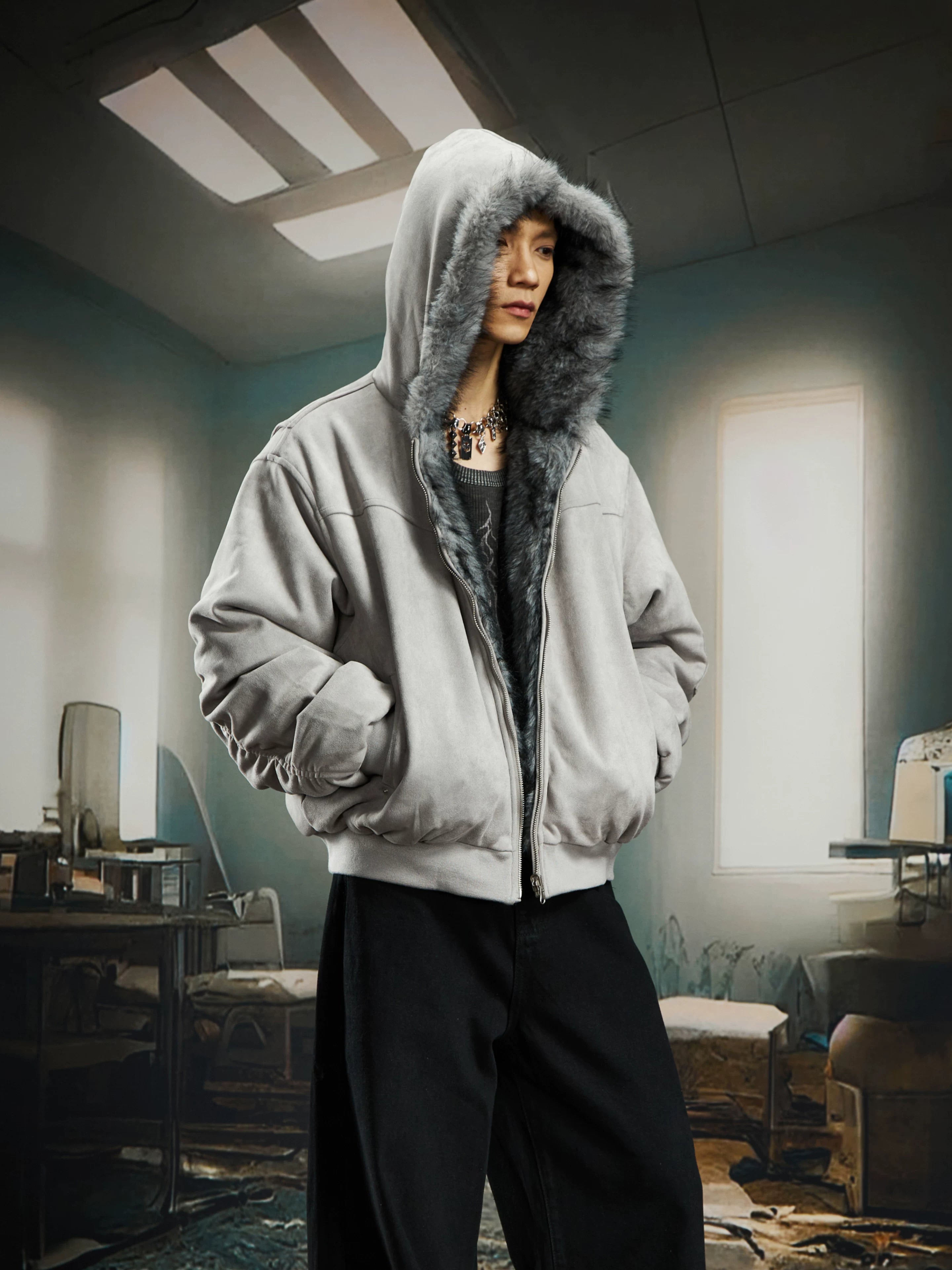 Reverb Reversible Faux‑Fur Hoodie Bomber