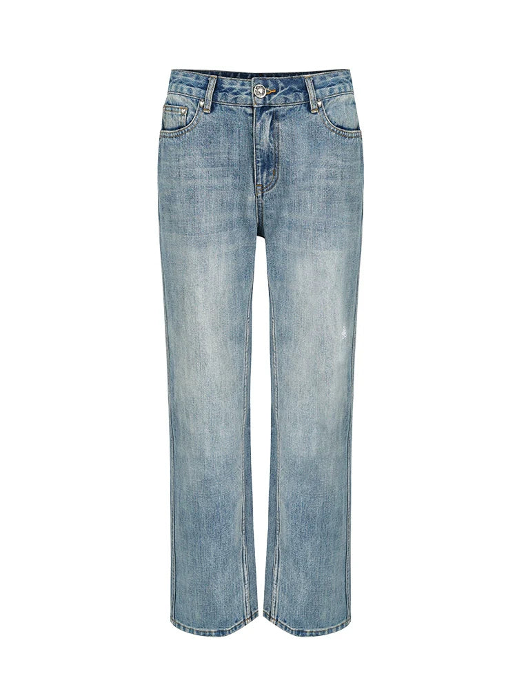 Jeans de mezclilla de pierna ancha de la luz