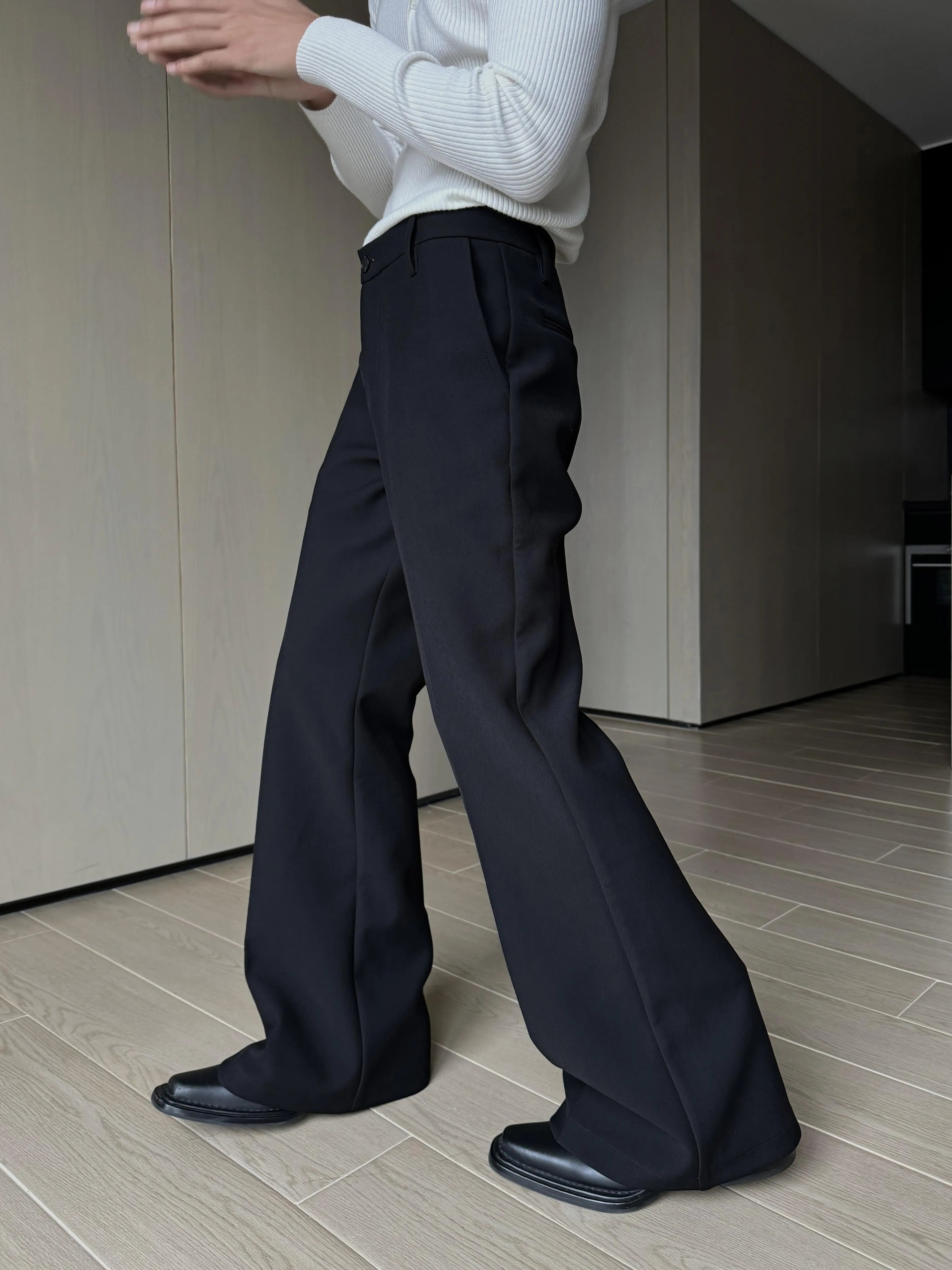 Black Wide Leg Flare Trousers